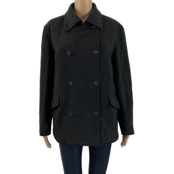 J.Crew Double Breasted Wool Jacket Gray Vintage Size Medium Lined - Picture 1 of 14